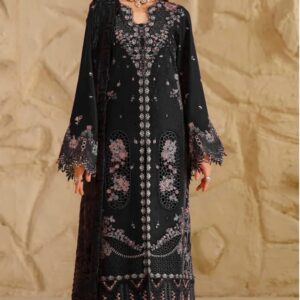 Bin Ilyas Black Linen Suit with Velvet Shawl
