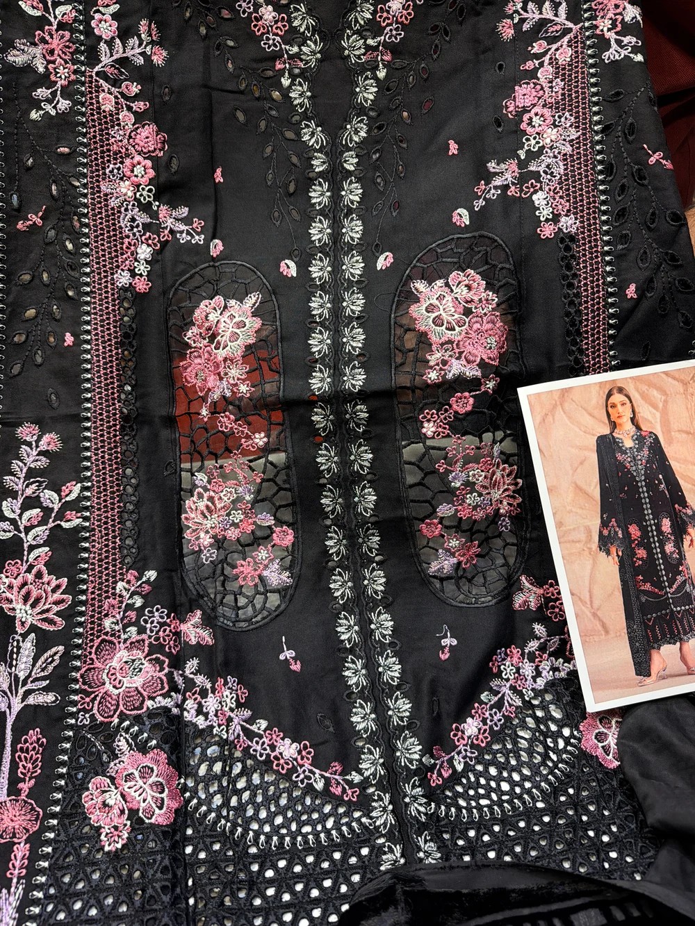 Bin Ilyas Black Linen Suit with Velvet Shawl - Image 4