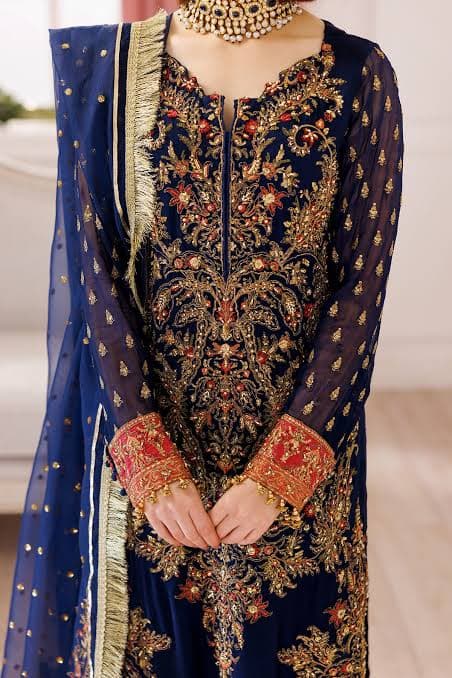 Charizma Embroidered Chiffon Wedding Suit - Image 2