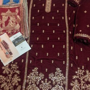 Jazmin Velvet Winter Embroidered Suit with Contrasting Dupatta