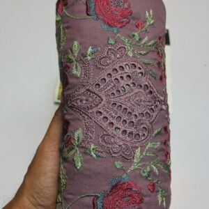 Designer Rose Embroidered Mauve Winter Suit
