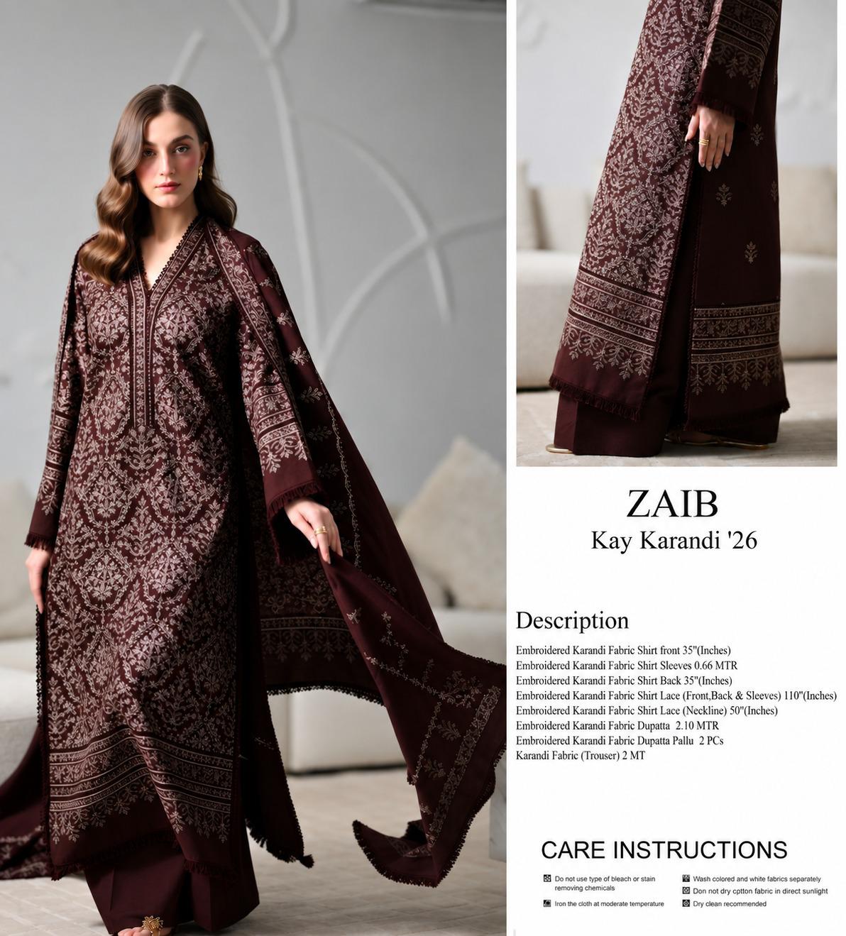 ZAIB Kay Karandi '26 Winter Embroidered Suit
