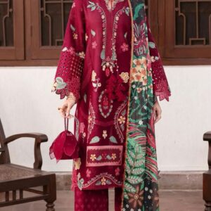 Designer Maroon Embroidered Winter Suit with Printed Dupatta