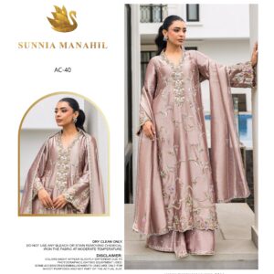 Sunnia Manahil Silk Embroidered Suit - AC-40