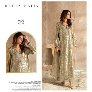 Hafsa Malik Jade Silk Embroidered Suit - AC-45