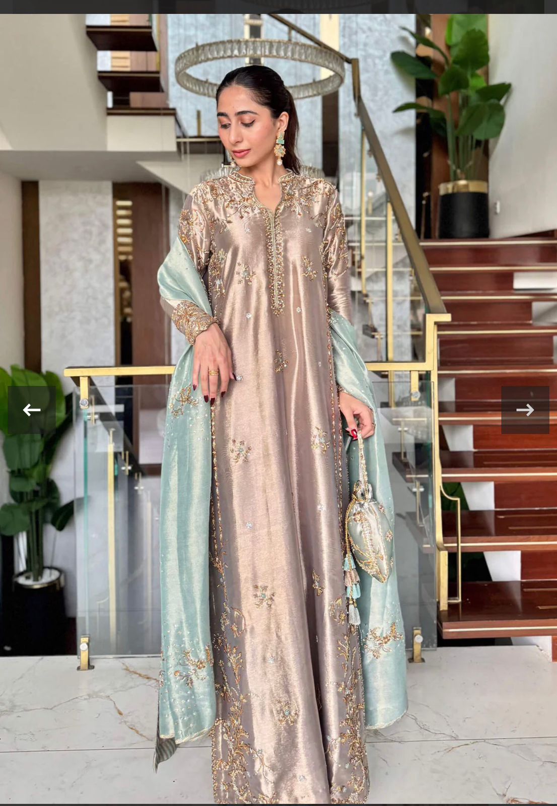 Festive Silk Embroidered Suit with Contrast Shawl